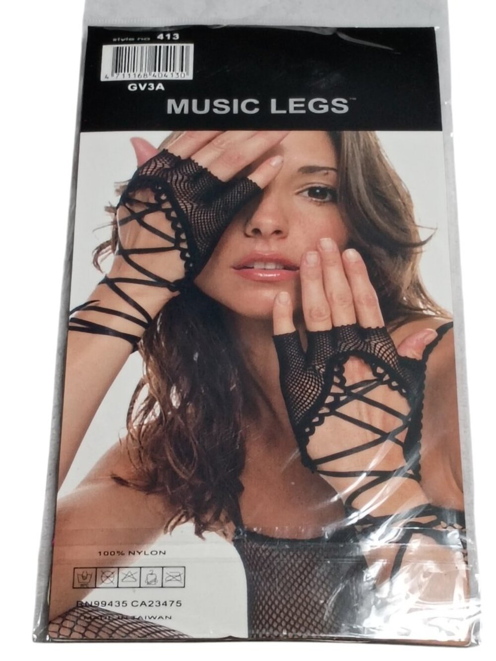 Music Legs 413 Fishnet Fingerless Gloves Lace Up One Size Pink Nylon